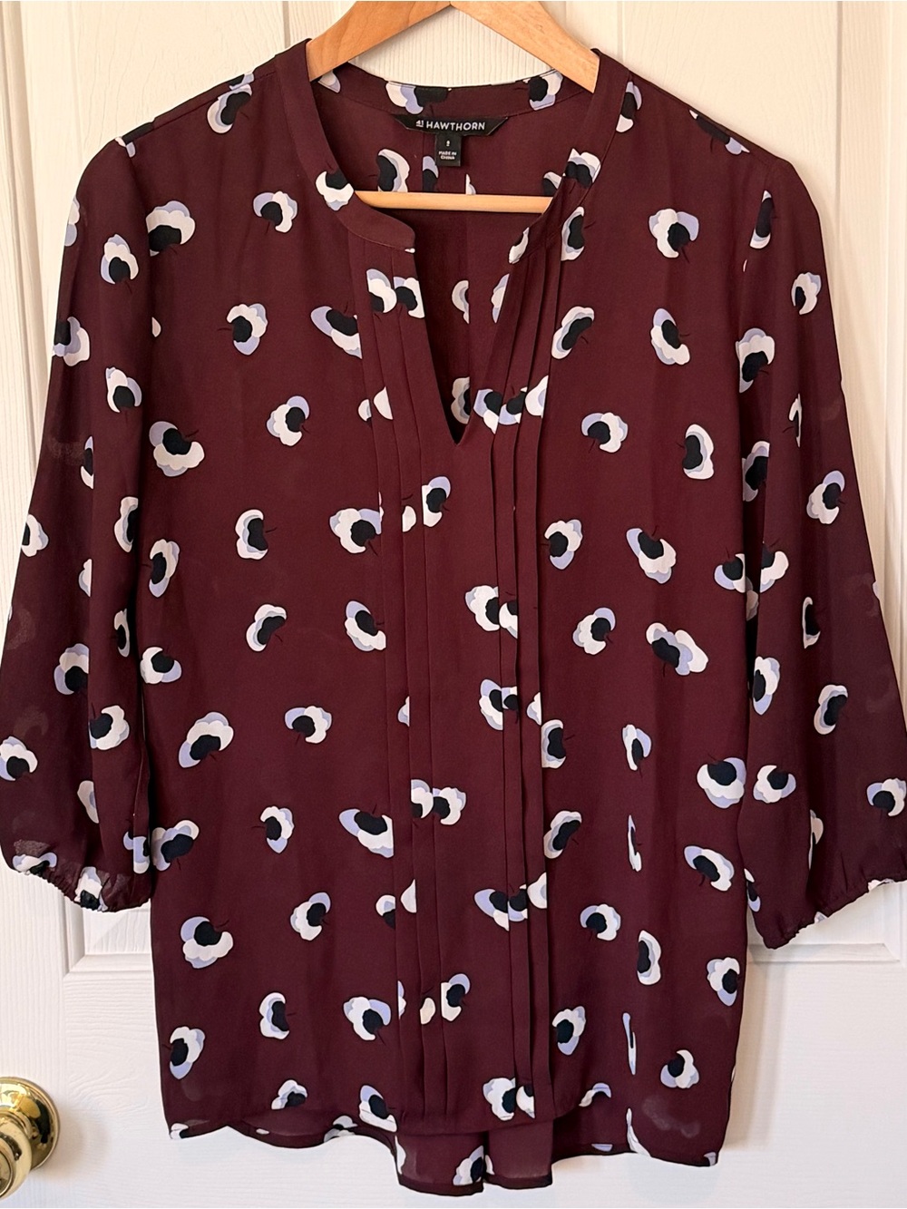 41 Hawthorn Burgundy Printed Pintuck Tunic